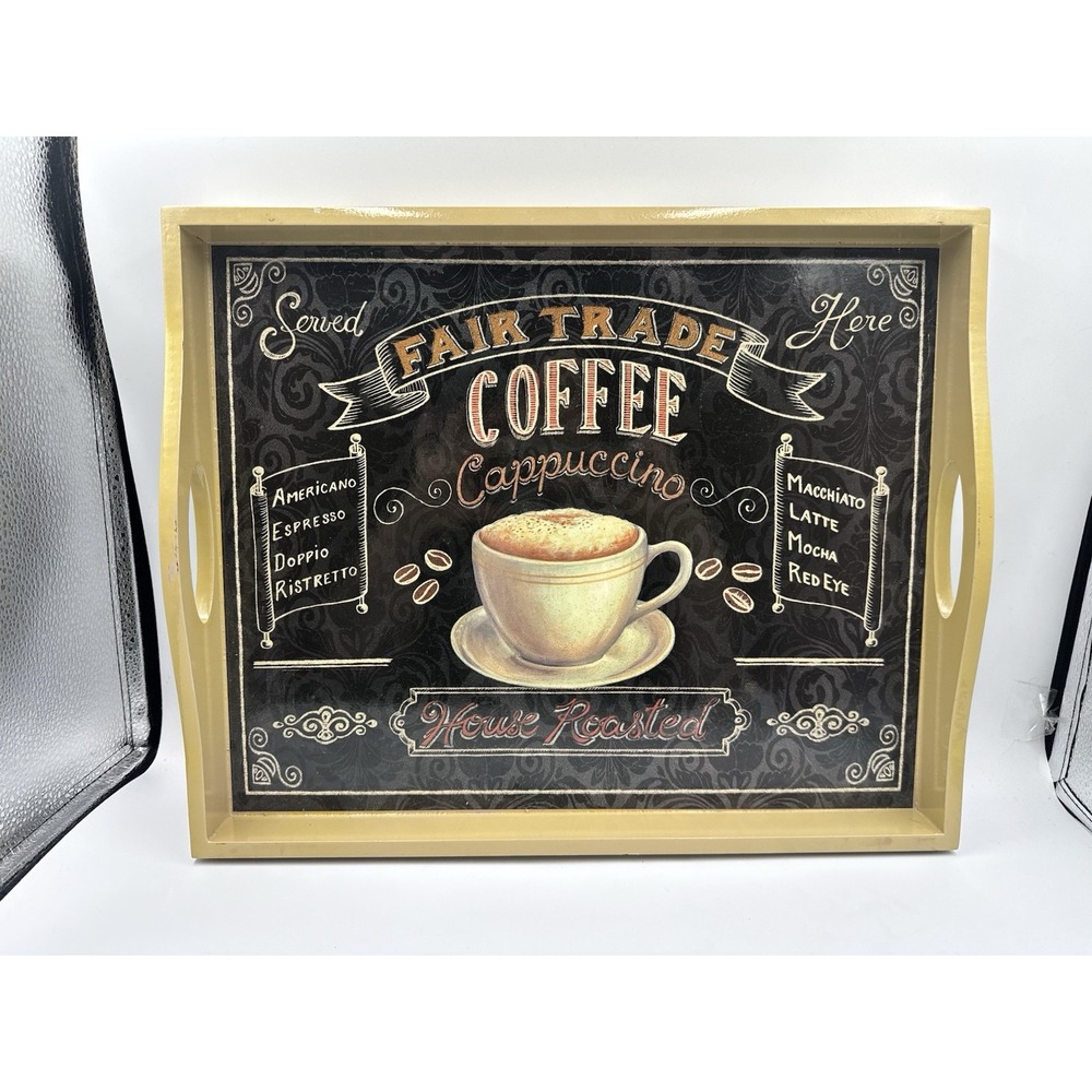 La Vie Parisienne Wood Serving Or Bed Coffee Themed Tray, Rectangle, Black